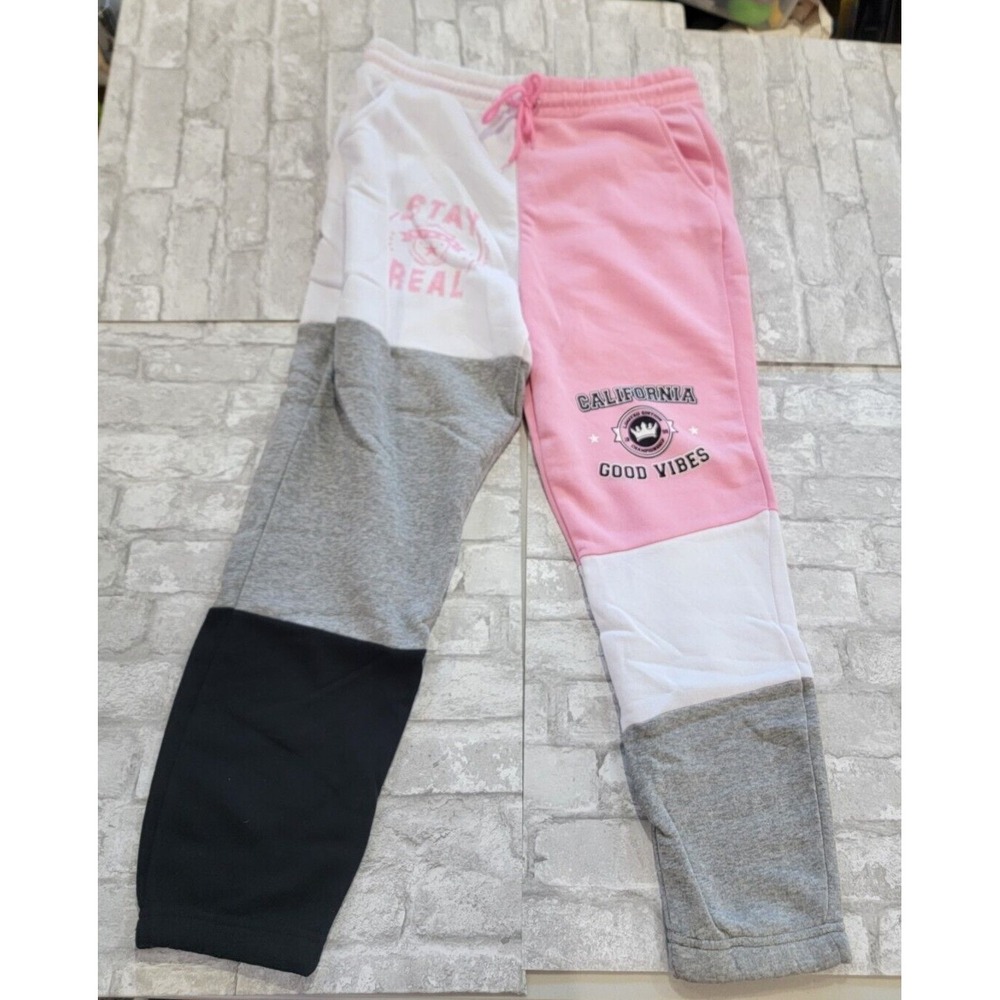 NWOT Rue 21 Size XL Sweapants Joggers Colorblock Gray Black Pink Good Vibes CA